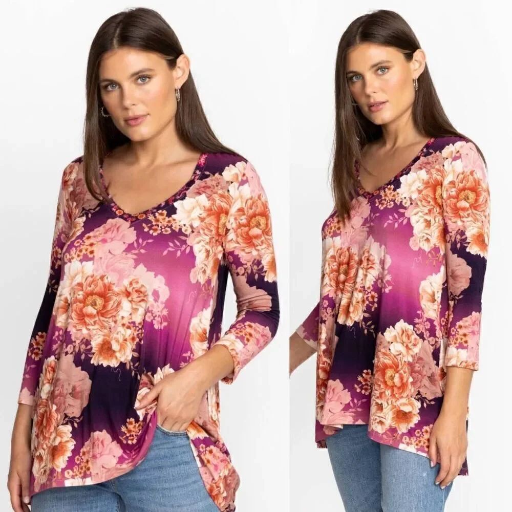 Johnny Was Carina V‑Neck Swing Tunic S NWT $160